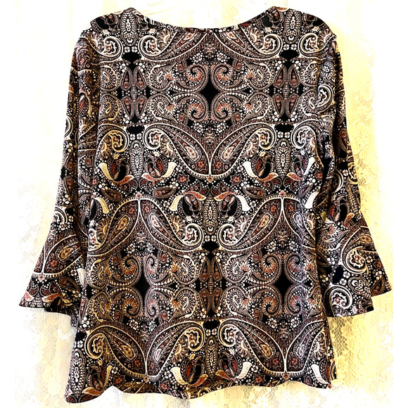 Theo & B Paisley Printed Boho Top Blouse new no tag Y2K look Size L - Picture 9 of 10